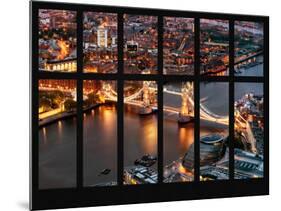 Window View of City of London with the Tower Bridge at Night - River Thames - London - England-Philippe Hugonnard-Mounted Photographic Print