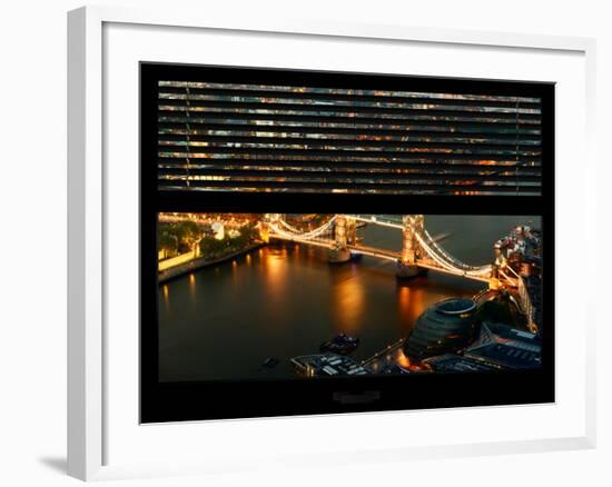 Window View of City of London with the Tower Bridge at Night - River Thames - London - England-Philippe Hugonnard-Framed Photographic Print