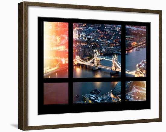 Window View of City of London with the Tower Bridge at Night - River Thames - London - England-Philippe Hugonnard-Framed Photographic Print