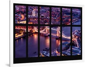 Window View of City of London with the Tower Bridge at Night - River Thames - London - England-Philippe Hugonnard-Framed Photographic Print