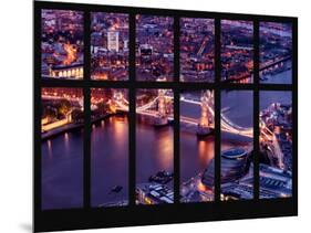 Window View of City of London with the Tower Bridge at Night - River Thames - London - England-Philippe Hugonnard-Mounted Photographic Print