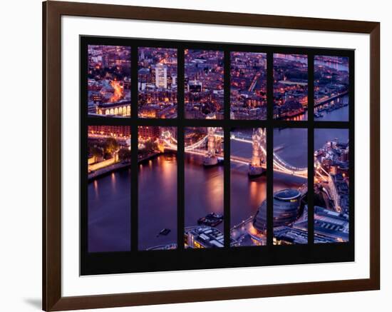 Window View of City of London with the Tower Bridge at Night - River Thames - London - England-Philippe Hugonnard-Framed Photographic Print