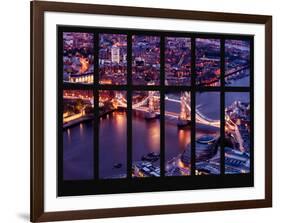 Window View of City of London with the Tower Bridge at Night - River Thames - London - England-Philippe Hugonnard-Framed Photographic Print