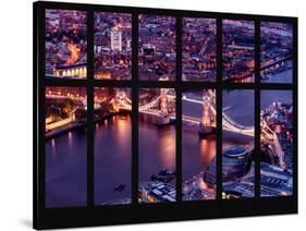 Window View of City of London with the Tower Bridge at Night - River Thames - London - England-Philippe Hugonnard-Stretched Canvas