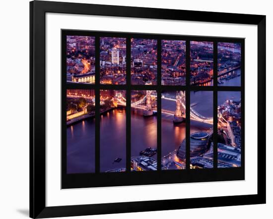 Window View of City of London with the Tower Bridge at Night - River Thames - London - England-Philippe Hugonnard-Framed Photographic Print