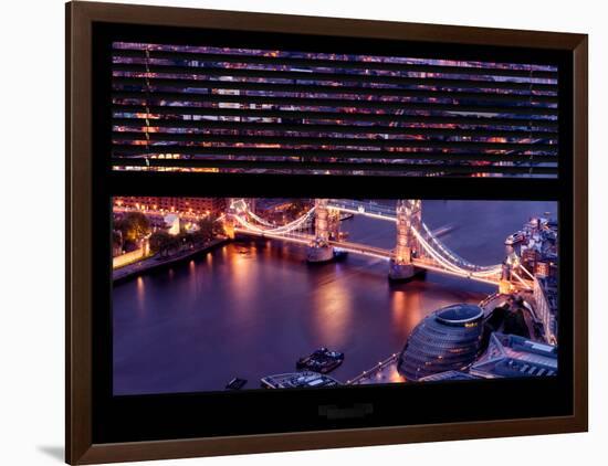 Window View of City of London with the Tower Bridge at Night - River Thames - London - England-Philippe Hugonnard-Framed Photographic Print