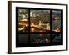 Window View of City of London with the Tower Bridge at Night - River Thames - London - England-Philippe Hugonnard-Framed Photographic Print