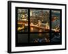 Window View of City of London with the Tower Bridge at Night - River Thames - London - England-Philippe Hugonnard-Framed Photographic Print