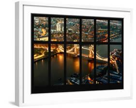 Window View of City of London with the Tower Bridge at Night - River Thames - London - England-Philippe Hugonnard-Framed Photographic Print