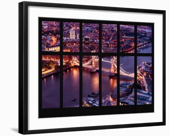 Window View of City of London with the Tower Bridge at Night - River Thames - London - England-Philippe Hugonnard-Framed Photographic Print