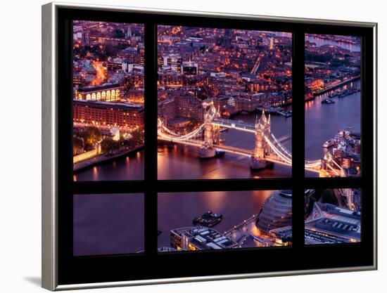 Window View of City of London with the Tower Bridge at Night - River Thames - London - England-Philippe Hugonnard-Framed Photographic Print