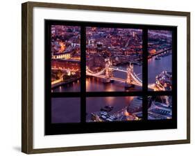 Window View of City of London with the Tower Bridge at Night - River Thames - London - England-Philippe Hugonnard-Framed Photographic Print