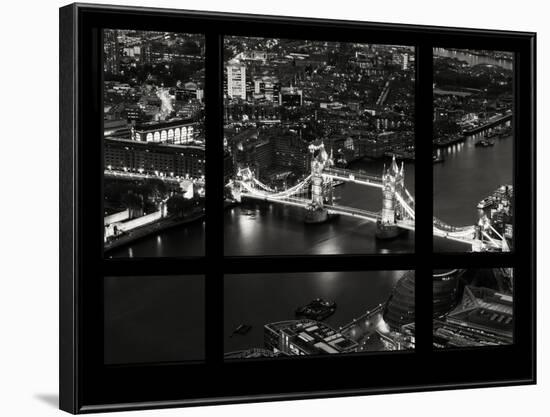 Window View of City of London with the Tower Bridge at Night - River Thames - London - England-Philippe Hugonnard-Framed Photographic Print