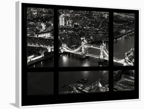 Window View of City of London with the Tower Bridge at Night - River Thames - London - England-Philippe Hugonnard-Framed Photographic Print