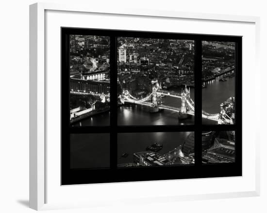 Window View of City of London with the Tower Bridge at Night - River Thames - London - England-Philippe Hugonnard-Framed Photographic Print