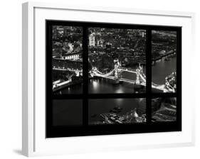 Window View of City of London with the Tower Bridge at Night - River Thames - London - England-Philippe Hugonnard-Framed Photographic Print