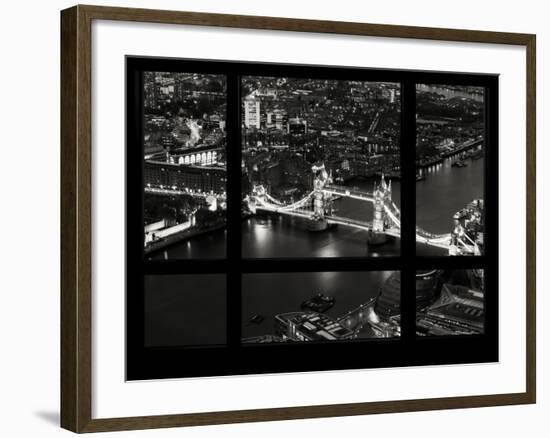 Window View of City of London with the Tower Bridge at Night - River Thames - London - England-Philippe Hugonnard-Framed Photographic Print