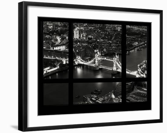 Window View of City of London with the Tower Bridge at Night - River Thames - London - England-Philippe Hugonnard-Framed Photographic Print