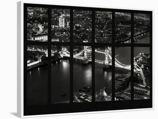 Window View of City of London with the Tower Bridge at Night - River Thames - London - England-Philippe Hugonnard-Framed Photographic Print