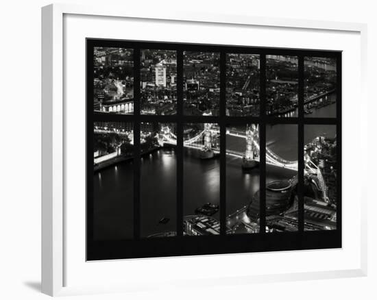 Window View of City of London with the Tower Bridge at Night - River Thames - London - England-Philippe Hugonnard-Framed Photographic Print