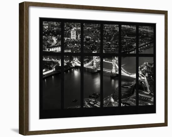 Window View of City of London with the Tower Bridge at Night - River Thames - London - England-Philippe Hugonnard-Framed Photographic Print