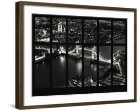 Window View of City of London with the Tower Bridge at Night - River Thames - London - England-Philippe Hugonnard-Framed Photographic Print