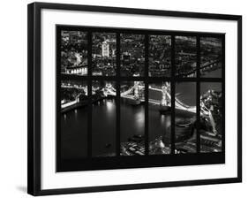 Window View of City of London with the Tower Bridge at Night - River Thames - London - England-Philippe Hugonnard-Framed Photographic Print