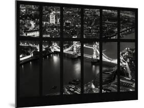 Window View of City of London with the Tower Bridge at Night - River Thames - London - England-Philippe Hugonnard-Mounted Photographic Print