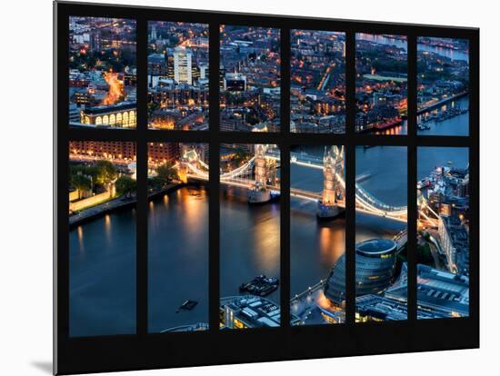 Window View of City of London with the Tower Bridge at Night - River Thames - London - England-Philippe Hugonnard-Mounted Photographic Print