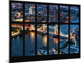 Window View of City of London with the Tower Bridge at Night - River Thames - London - England-Philippe Hugonnard-Mounted Photographic Print