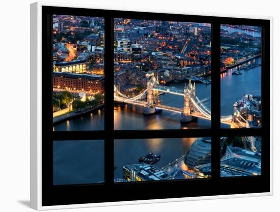 Window View of City of London with the Tower Bridge at Night - River Thames - London - England-Philippe Hugonnard-Framed Photographic Print