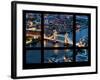 Window View of City of London with the Tower Bridge at Night - River Thames - London - England-Philippe Hugonnard-Framed Photographic Print