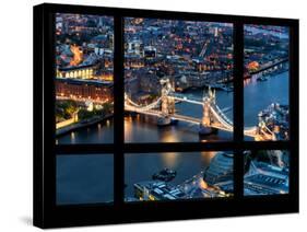 Window View of City of London with the Tower Bridge at Night - River Thames - London - England-Philippe Hugonnard-Stretched Canvas