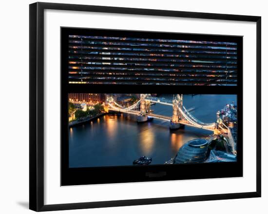 Window View of City of London with the Tower Bridge at Night - River Thames - London - England-Philippe Hugonnard-Framed Photographic Print