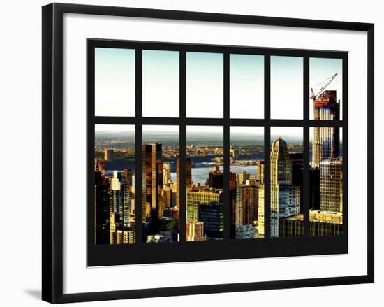 Window View of Manhattan - Upper West Side Manhattan and Hudson River at Sunset - New York City-Philippe Hugonnard-Framed Photographic Print