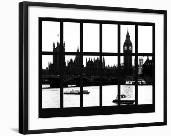 Window View of Parliament and Westminster Bridge - Big Ben - River Thames - City of London - UK-Philippe Hugonnard-Framed Premium Photographic Print