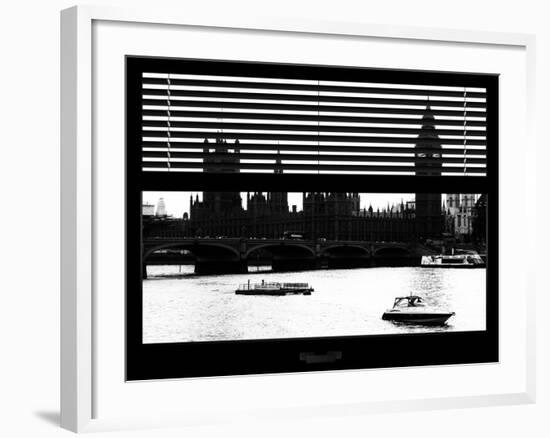 Window View of Parliament and Westminster Bridge - Big Ben - River Thames - City of London - UK-Philippe Hugonnard-Framed Photographic Print