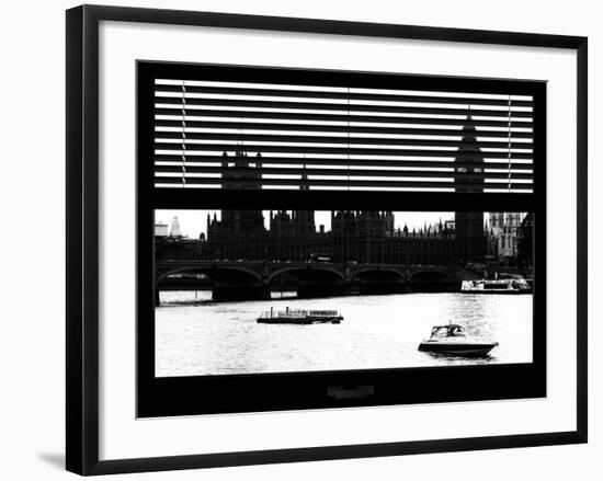 Window View of Parliament and Westminster Bridge - Big Ben - River Thames - City of London - UK-Philippe Hugonnard-Framed Premium Photographic Print