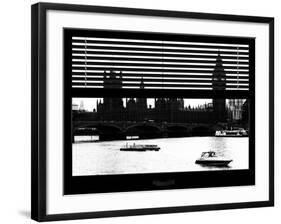 Window View of Parliament and Westminster Bridge - Big Ben - River Thames - City of London - UK-Philippe Hugonnard-Framed Premium Photographic Print