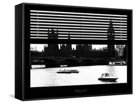 Window View of Parliament and Westminster Bridge - Big Ben - River Thames - City of London - UK-Philippe Hugonnard-Framed Stretched Canvas