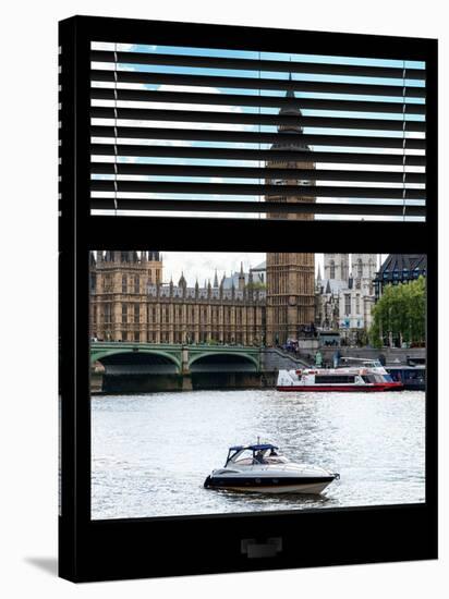 Window View of Parliament and Westminster Bridge - Big Ben - River Thames - City of London - UK-Philippe Hugonnard-Stretched Canvas