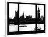 Window View of Parliament and Westminster Bridge - Big Ben - River Thames - City of London - UK-Philippe Hugonnard-Framed Photographic Print