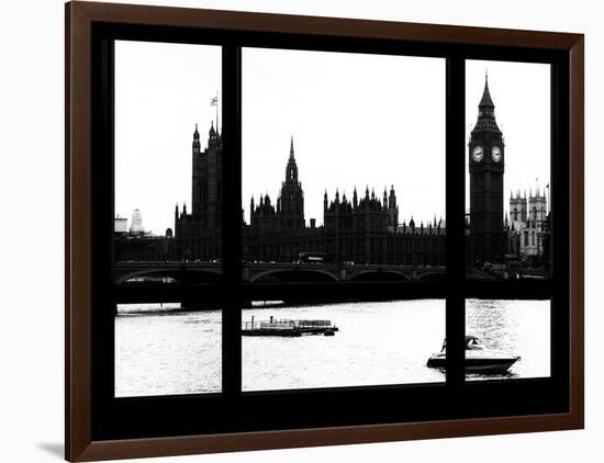 Window View of Parliament and Westminster Bridge - Big Ben - River Thames - City of London - UK-Philippe Hugonnard-Framed Photographic Print