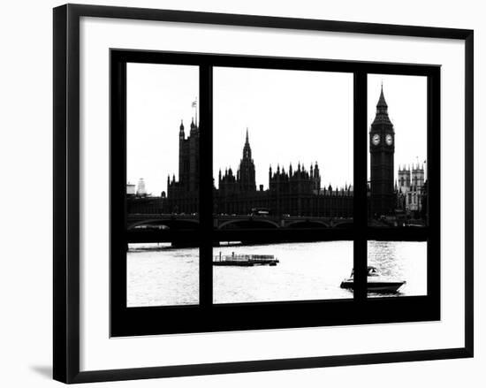 Window View of Parliament and Westminster Bridge - Big Ben - River Thames - City of London - UK-Philippe Hugonnard-Framed Photographic Print