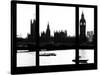 Window View of Parliament and Westminster Bridge - Big Ben - River Thames - City of London - UK-Philippe Hugonnard-Stretched Canvas