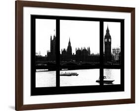 Window View of Parliament and Westminster Bridge - Big Ben - River Thames - City of London - UK-Philippe Hugonnard-Framed Photographic Print