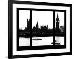 Window View of Parliament and Westminster Bridge - Big Ben - River Thames - City of London - UK-Philippe Hugonnard-Framed Photographic Print