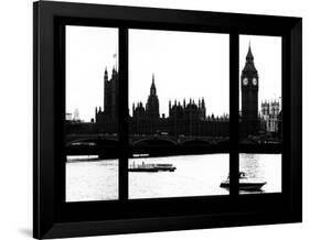 Window View of Parliament and Westminster Bridge - Big Ben - River Thames - City of London - UK-Philippe Hugonnard-Framed Photographic Print