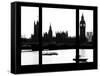 Window View of Parliament and Westminster Bridge - Big Ben - River Thames - City of London - UK-Philippe Hugonnard-Framed Stretched Canvas