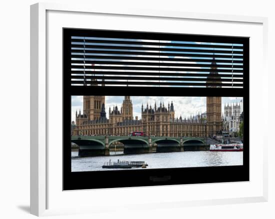 Window View of Parliament and Westminster Bridge - Big Ben - River Thames - City of London - UK-Philippe Hugonnard-Framed Photographic Print